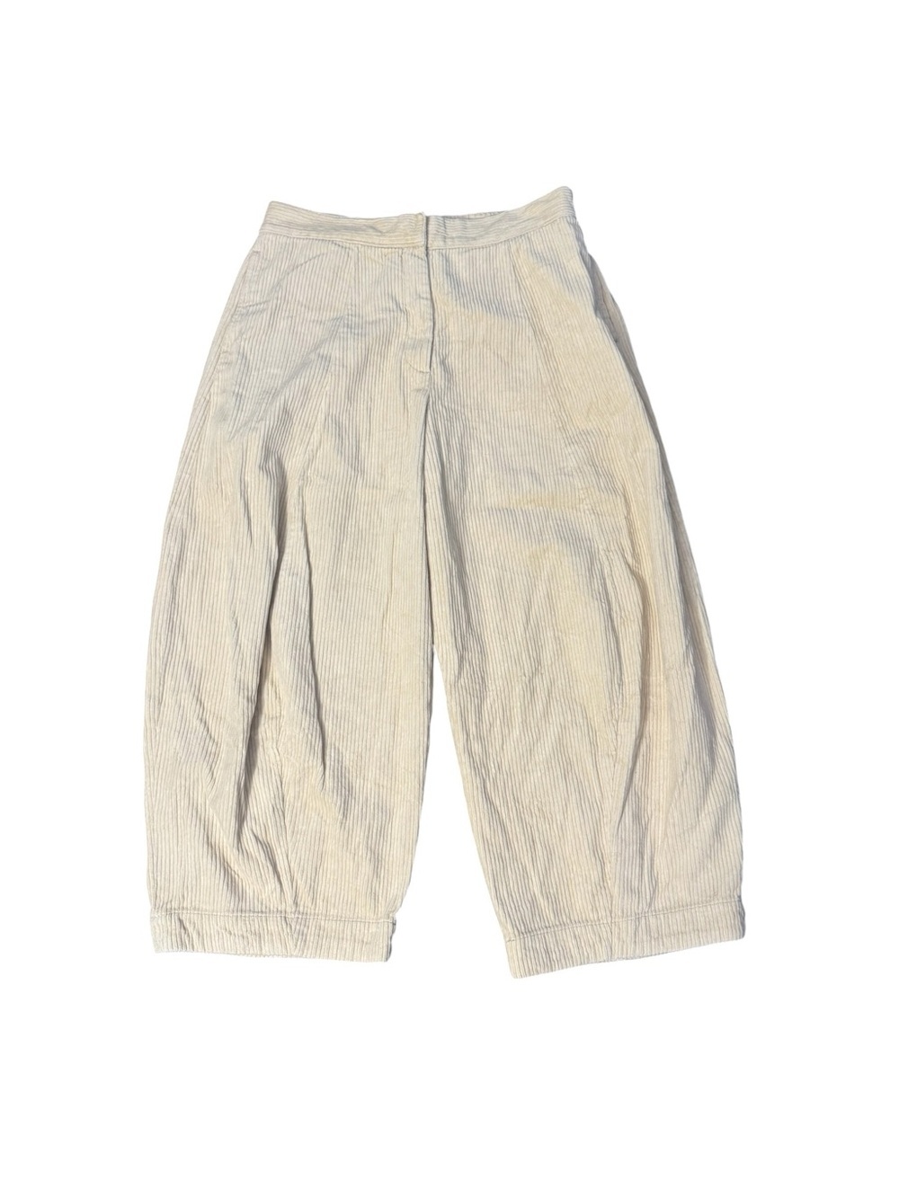 Zara Cream Barrel Leg Corduroy Pants Size Large - Picture 2 of 5